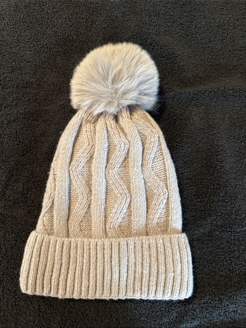 Neutral Cable-Knit Pom Beanie - Brand: